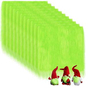 Oudain 10 Pcs Green Fur Fabric Squares 10 x 10 Winter Squares Soft Faux Fur Green Fur Fluffy Fabric for DIY Crafts, Costumes, Apparel, Rugs, Pillows, Decor