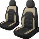CAROMOP 3D Air Mesh Car Seat Covers 2 Front Seats,Breathable and Durable Seat Covers for Cars,Universal Fit for SUV,Vans,sedans, Trucks, Automotive Interior Covers(Black/Beige)