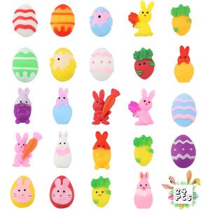 24 Pcs Easter Mochi Squishies Toys,Mini Chick Bunny Mochi Squeeze Easter Toys for Kids Party Favor,Cute Stress Relief Easter Egg Filler Basket Stuffer Gifts