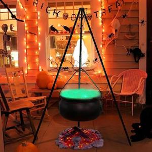 Halloween Decorations - Large Witches Cauldron on 31" Tripod with Lights - Black Plastic Bowl Decor - Hocus Pocus Candy Bucket Decoration for Indoor Outdoor Home Room Porch Yard Lawn Party Outside