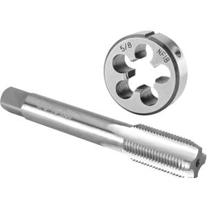 Burkit 5/8"-18 UNF Tap and Die Set, 5/8 x 18 UNF Machine Thread Tap and Round Die Right Hand