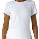 Workout Tops for Women Athletic Tops Short Sleeve Shirts-Cropped Slim Fit Gym Running Yoga T Shirts (White, S)
