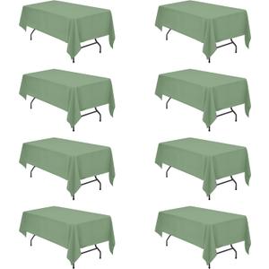 BRILLMAX 8 Pack Sage Green Tablecloths for 6 Foot Rectangle Tables 60 x 102 Inch - 6ft Rectangular Bulk Linen Polyester Fabric Washable Cloth Cover for Wedding Reception Banquet Birthday Party