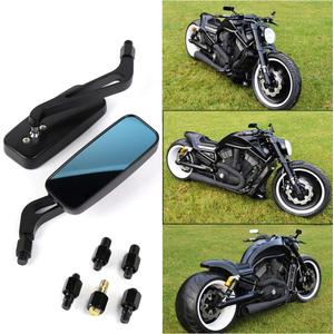Universal Black Rectangle Bobber Mirrors Blue Mirror Reducing Glare Motorcycle Rear View Mirrors for Harley Honda Kawasaki Cruise Dirt Bike