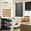 2" Cordless Solid Wood Blinds for Indoor Window,39.5" W x 60" H Black