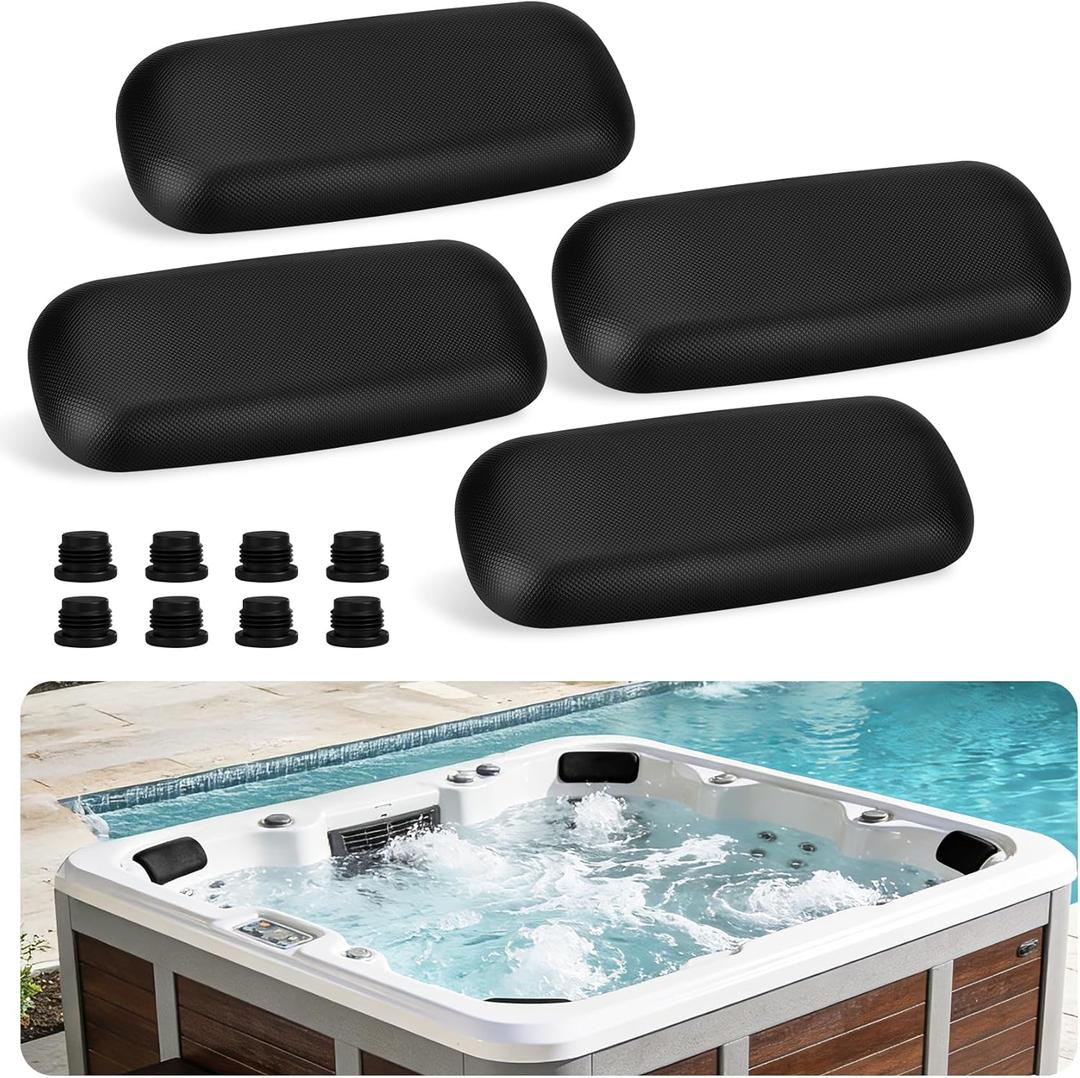 4 Pcs Hot Tub Headrest for Master Spa 2009+, Master Spa Pillow Replacement Fits Clarity, Legacy Whirlpool, Twilight Series, Replaces X540720 / HTCP8-05-0094 / MASX540720, Durable EVA, Dual-Pin Design