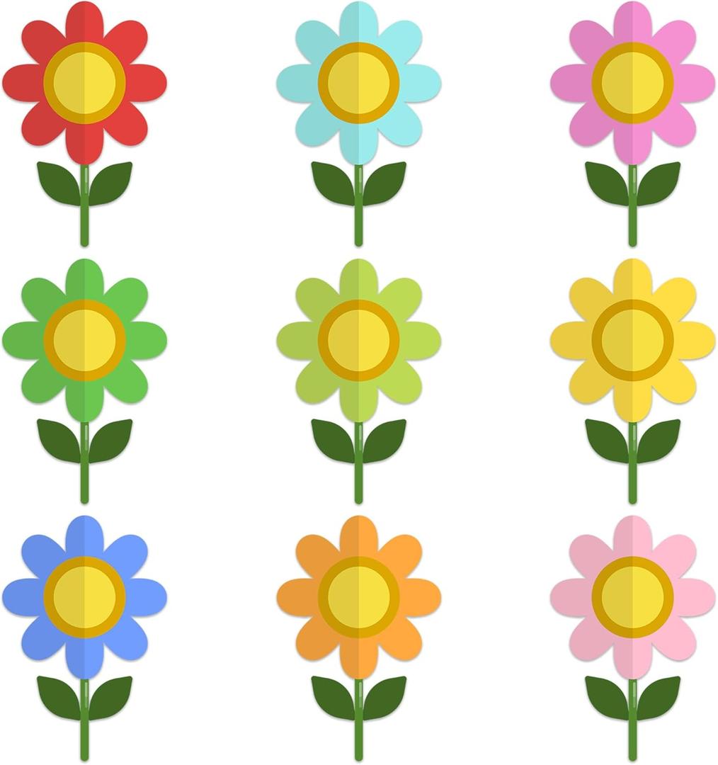 Lucleag 45 PCS Spring Flowers Cutouts for Bulletin Board Decoration, Spring Paper Cut-Outs Floral Cutouts for Springtime Easter Party Home Office Classroom Bulletin Board Wall Decorations