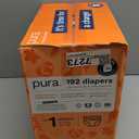 Pura Hypoallergenic Diapers, Size 1 (4-11 lbs), Monthly Pack, Totally Chlorine Free, Wetness Indicator, Suitable for Sensitive Skin, Soft Cotton Comfort, Overnight, 6 Packs of 32 (192 Baby Diapers)