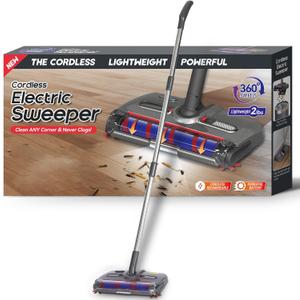 Swivel Cordless Sweeper,Floor Cordless Sweeper, Cordless Electric Sweeper Rechargeable Cordless Sweeper, 360 Direction, Hard Floor Sweeper Roller Sweeper for Home Crumbs,Kitchen, pet Hair