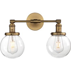 Phansthy Vintage Double Sconces Bathroom Wall Lighting with 5.9 Inches Globe Clear Glass, Modern Hardwired Sconces Wall Decor Light Fixtures for Bathroom Bedroom Mirror Living Room Hallway (Antique)