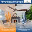 Outdoor Ceiling Fan with Light: 52 Inch 3 Blade Outdoor Fans for Patios - Modern Walnut Ceiling Fan with Dimmable Light Remote Control Ultra Quiet Reversible DC Motor Timer