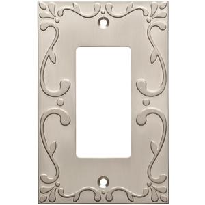 Franklin Brass Classic Lace (1-Pack) Decorative Light Switch Cover Brushed Nickel 1-Gang Decorator/Rocker Wall Plate Electrical Outlet Guard W35072-SN-C