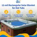 Blue Wave 12-Mil Solar Hot Tub Cover – 7-ft x 8-ft Rectangular Spa Thermal Blanket – Retains Heat, Reduces Evaporation, and Blocks Debris – Durable, Cut-to-Fit Design – Royal Blue