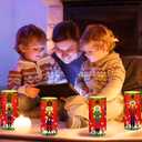 Tiamon 4 Pcs Christmas Nutcracker Flameless Candles Battery Operated LED Candles with Remote Warm Light Flickering Pillar Set for Xmas Holiday Table Decorations