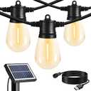 SUNTHIN 24ft Solar String Lights, USB Rechargeable Solar Outdoor Lights with Waterproof & Shatterproof LED Bulbs for Patio, Porch, Garden, Deck, Bistro, Cafe, Camping (Black)