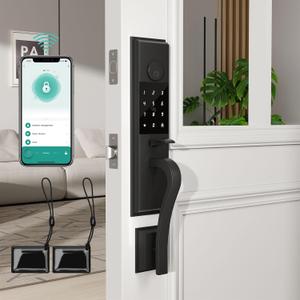 Keyless Smart Door Lock, Smart Front Door Lock, Keyless Entry Door Lock, Electronic Digital Lock with Touchscreen Keypad Set, Smart Locks for Front Door with Tuya Appa, Auto Lock(Matte Black)