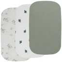 Onacosht Muslin Bassinet Sheets 3 Pack, 100% Cotton Baby Sheet 35" X 20" Compatiable with AMKE 3 in 1 Bassinets, MiClassic, Uiuwoo, Foalom, YADAQE, Milliard and TCBunny Bassinet, Green Floral Cactus