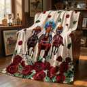 Horaldaily Horse Racing Flannel Blanket Throw, Horse Racing Roses Soft Fuzzy Plush Cozy Fleece Blankets for Couch Sofa Bed Lounging, Ideal Gifts for Kids Adults Self, 60x80