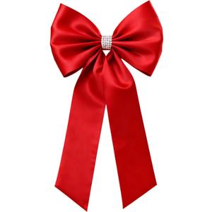 Meseey Large Decorative Bow, 27 x 39 Inches, Giant Christmas Bow for Party Backdrop, Wedding, Baby Shower Decor (Polyester, Red)