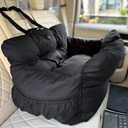 JACKO & CO Premium Medium Dog Car Seat  Safe & Cozy Travel Bed for Small & Med Dogs, Puppies & Pets 2540 lbs, Clip-On Leash, Storage Pockets, Water-Resistant, Machine Washable (Black, Medium)