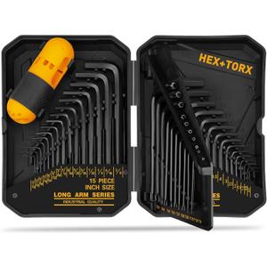 ELEAD Hex Key Allen Wrench Set: 41-Piece Hex and Torx Key Set with Torque Handle, Standard SAE(0.028"-3/8") & Metric(0.7mm-10mm) & Torx(T9-T50) in Storage Case, Heat Treated Chrome Vanadium Steel