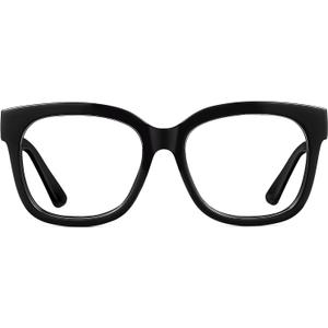JIM HALO Oversized Blue Light Glasses for Women Square Chunky Bluelight Computer Glasses Reduce Eye Strain (#Black)