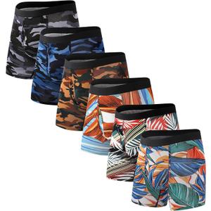 HAVVIS Men's Performance Underwear Boxer Briefs Soft Comfortable Bamboo Viscose Underwear for Men Multipack, Pack 6, XL