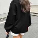 Fisoew Womens Oversized Button Down Shirts Textured Collared Long Sleeve Shacket Casual Fall Blouses Tops (Black)