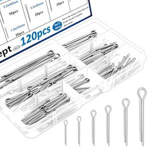 Seept 120Pcs Cotter Pins 304 Stainless Steel Cotter Pins Assortment Kit Tractor Pin Used for Hitch Pin Lock System, Trucks, Engine Repair in Towing Hitch Clips & Pins