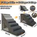 7-Step Dog Stairs for 36 Inch High Beds Small Dogs, Pet Ramp Stairs 20-42 Inch Couch Bed, Non-Slip Balanced Stairs 75lbs for Small Old Large Dogs Cats to Get on Bed