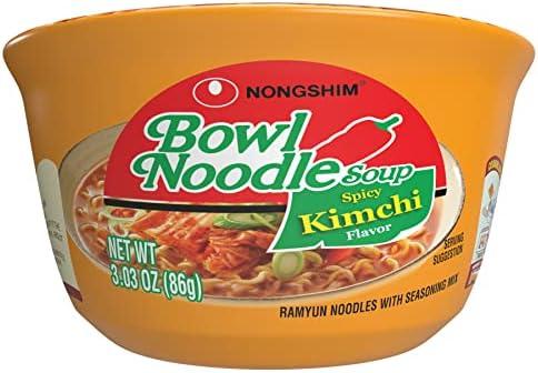 Nongshim Ramen Noodles, Gourmet Instant Ramen bowl, Premium Microwavable Noodle Soup, Kimchi, 3.03 Ounce (Pack of 12) Best Before 05/19/2026 