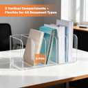 1 Pcs 5-Section Acrylic Magazine File Holder, Desk Organizer Book Rack with 5 Vertical Compartments, Magazine Holders for Book Envelope, Desk Organizer for Home Office