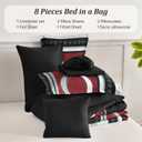 Anibedding Burgundy Comforter Set Queen Size, 8 Pieces Striped Bed in a Bag, Patchwork Comforter with Sheets Set Soft Microfiber Boho Bedding Sets(90"x90")