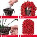 HyeFlora 4pcs Artificial Flowers for Outdoors Fake Pansy with Hanging Basket UV Resistant Silk Spring Faux Flowers for Outside Front Door Porch Yard (Red)