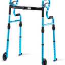Walkers for Seniors with 5 Front Wheels by Health Line Massage Products, Standard Walker with Width Adjustable and Support Up to 350lbs, Lightweight Walkers for Seniors (Blue)