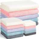 Mixweer 20 Pcs Bath Towel and Washcloths Set for Bathroom Includes 5 Bath Towels 5 Hand Towels 10 Washcloths, Soft Coral Velvet Absorbent Quick Dry for Sports Shower Hotel Spa(Multicolor)