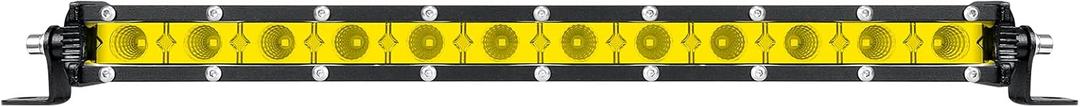 Willpower 13 Inch 60W Amber Yellow LED Light Bar Single Row 12V 24V Off Road Driving Lights Flood Beam Fog Lamps for Trucks Pickup ATV UTV SUV Boat Marine 4X4