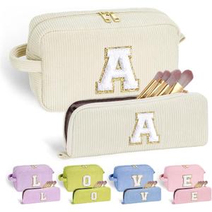 YOOLIFE Initial Travel Makeup Bag Cosmetic Bag - Teen Girl Gifts Trendy Stuff Friend Birthday Gifts for Women Teen Girl Kids