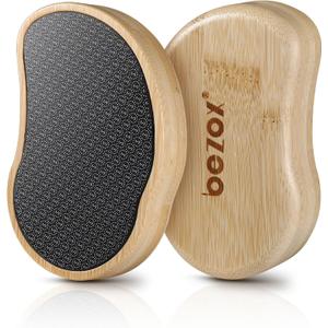 BEZOX Nano-Glass Pumice Stone for Feet Dead Skin, Eco-Friendly Pedicure Foot File Callus Remover - Bamboo Handle