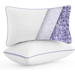 MOLCLCUY Memory Foam Pillows Standard Size Set of 2 Adjustable Cool Pillow for Side Back Stomach Sleepers Luxury with Washable Cover