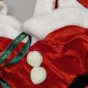 Women Christmas Sexy Santa Costume Mrs Claus Puff Sleeve 3 Pack Headband Stocking and Velvet Dress(XL)