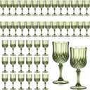 48 Pcs 7oz Plastic Vintage Wine Glasses Drinking Glasses Unbreakable Wedding Glassware Crystal Water Goblets Reusable Drinkware Vintage Champagne Flutes (48, Dark Green)