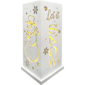 Christmas Decorations for Home LED Lighted Christmas Snowman Decor with Timer Hollow Out Farmhouse Wooden Table Sign Vintage Holiday Xmas Party Winter Tiered Tray Signs