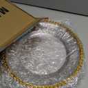 MAONAME 13" Clear Charger Plates Set of 6, Round Plate Chargers with Gold Beaded Rim, Table Charger for Dinner Plates, Plastic Chargers for Table Setting, Wedding Decor