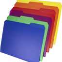 Dunwell Plastic Colored File Folders (12 Pack), 1/3 Tab Filing Folders for 8.5x11 Letter Size Documents, Assorted Colors, Acid-Free Poly, Includes Labels