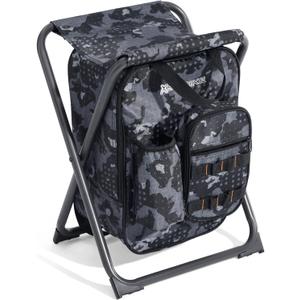 X Strike Backpack Fishing Chair with Cooler Bag, Foldable Camping Stool for Adults up to 350 lbs, Portable Lightweight for Hunting, Hiking, Outdoors