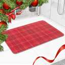 Hargiis Christmas Non-Slip Bathtub Mat, Anti Slip Shower Mat, Fast Drying Bathtub Mats, Foot Scrubber Mat, Anti Slip Mat for Tub, Floor, Bathroom, Kitchen, Home, Hotel (Holiday Plaid, 24"x16")