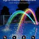 POOLHOUR Pool Fountain with 10 Colors Rainbow Lights for Above Ground/Inground Pools, Dual-Head Adjustable Pool Waterfall & Pool Sprinkler with Timer, 5000mAh Battery, Remote-Controlled, Grey
