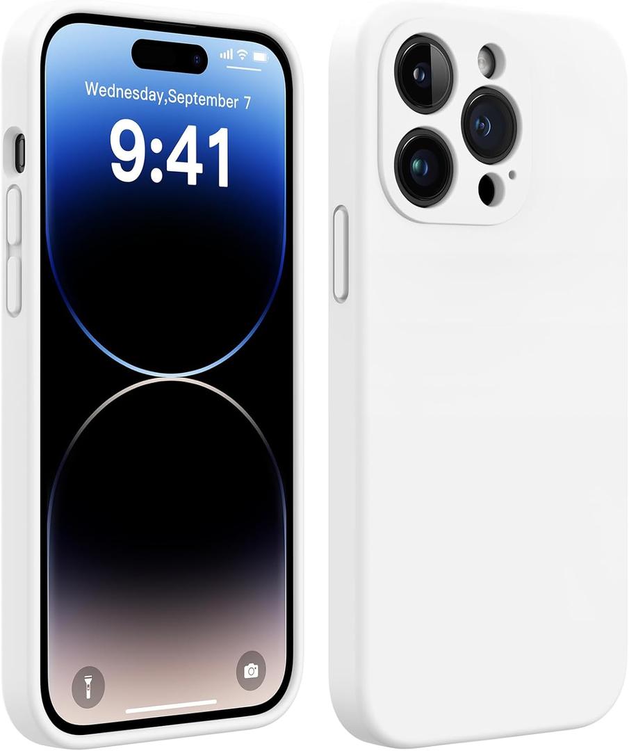 AOTESIER Magnetic for iPhone 15 Case, Upgraded Full Camera Protection | Food Grade Silicone | MagSafe Compatible | Shockproof Protective Phone Case with Anti-Scratch Microfiber Lining, White