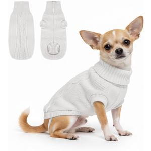 Knitted Sweater for Small Large Dogs Girl Boy Warm Fleece Cable Turtleneck Sweater for Chihuahua Pug Labrador Golden Retriever Cold Weather, Size XS